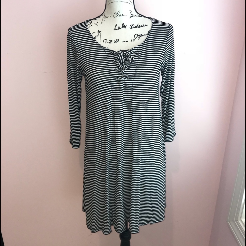 Black & white striped altar'd State dress
